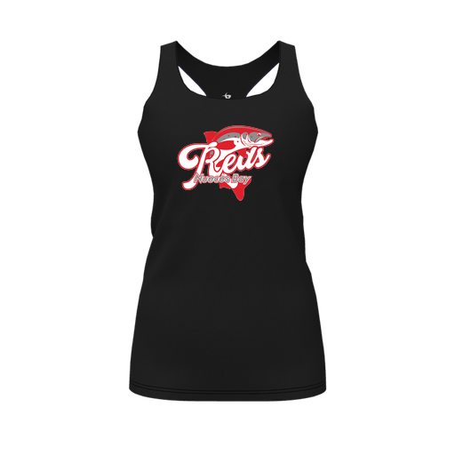 [CUS-DFW-RCBK-PER-BLK-FYS-LOGO1] Racerback Tank Top (Female Youth S, Black, Logo 1)