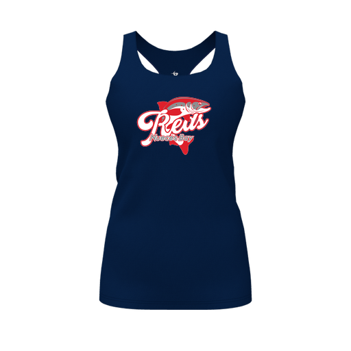[CUS-DFW-RCBK-PER-NVY-FYS-LOGO1] Racerback Tank Top (Female Youth S, Navy, Logo 1)