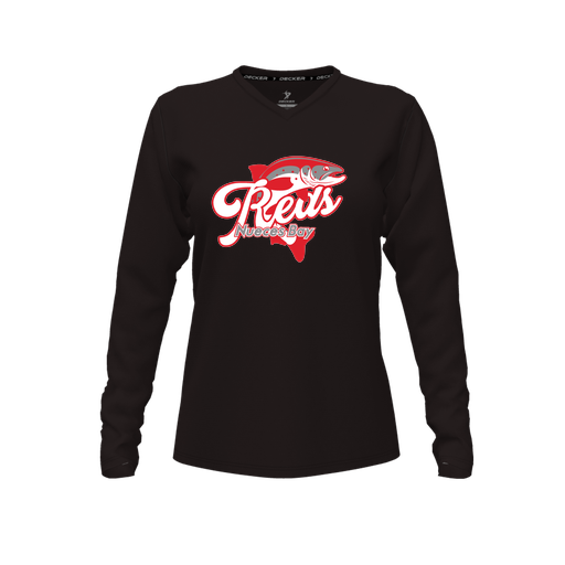 [FTLVPTBK-FYXS-LOGO1] Decker Performance T-Shirt (Female Youth XS, Black, V Neck, Logo 1, Long Sleeve)