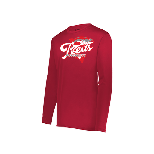 [222823.083.S-LOGO1] Youth LS Smooth Sport Shirt (Youth S, Red, Logo 1)