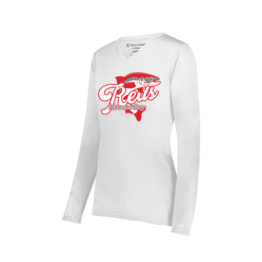 [222824.005.S-LOGO1] Ladies LS Smooth Sport Shirt (Female Adult S, White, Logo 1)