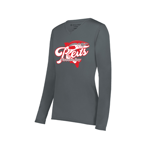 [222824.059.S-LOGO1] Ladies LS Smooth Sport Shirt (Female Adult S, Gray, Logo 1)